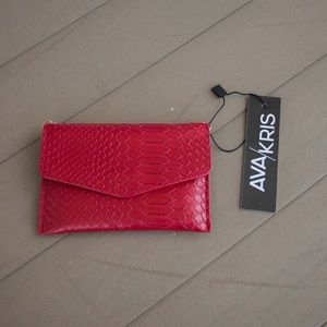 Red snakeskin purse by Ava and Kris